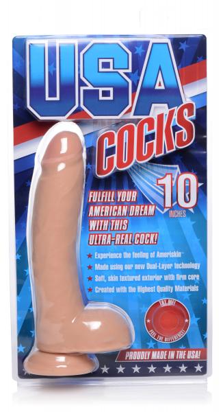 USA Cocks Consolador con ventosa de doble capa ultra real de 10 pulgadas