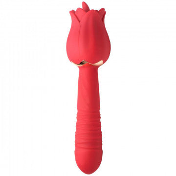 Bloomgasm Racy Rose Thrust and Lick Vibrator - Red