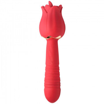 Bloomgasm Racy Rose Thrust and Lick Vibrator - Red - SP BOUTIQUE
