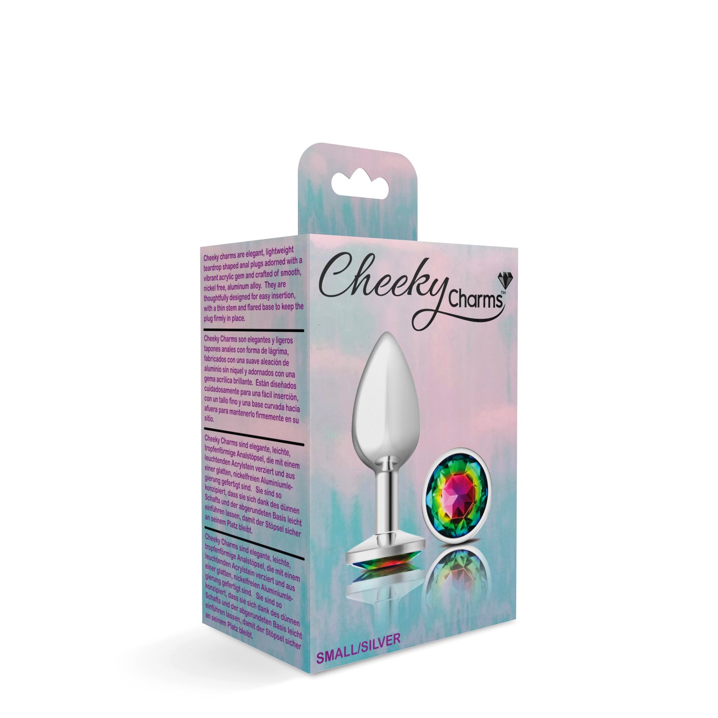 Cheeky Charms-Plug anal de metal plateado- Redondo-Arco iris