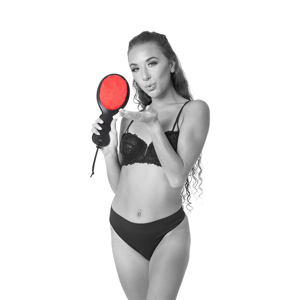 Amor Bondage Paddle - Red Faux Leather With Wrist Loop - Compact &amp; Durable 11.8" Design - SP BOUTIQUE