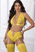 GW-L2125 3pc High Waist Garter Laced Panty and Halter Top Set With Stockings - SP BOUTIQUE