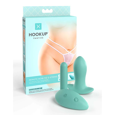 Hookup Remote Bow-Tie G-String Blanco Se adapta al tamaño XL-XXL