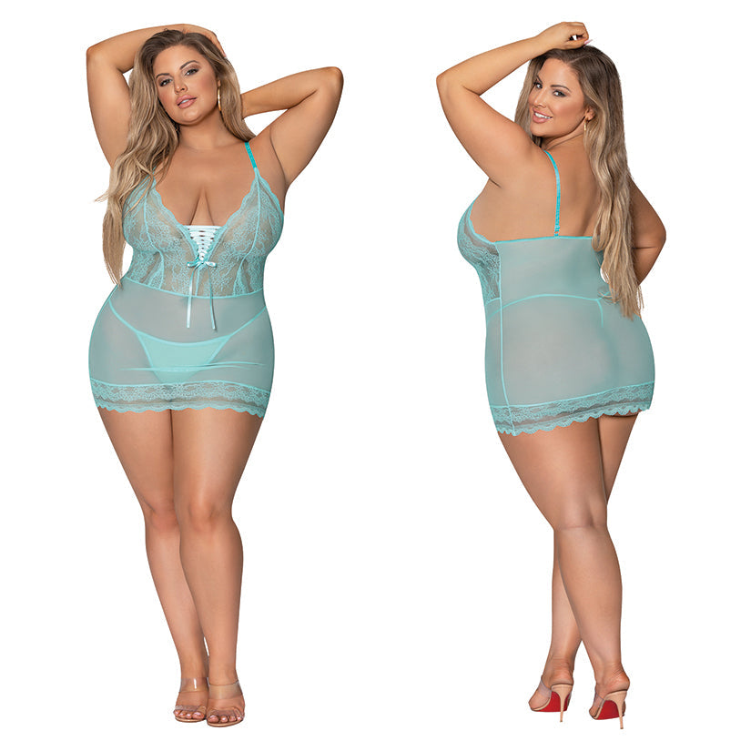 Magic Silk Lace Mesh Chemise &amp; G-String - SP BOUTIQUE