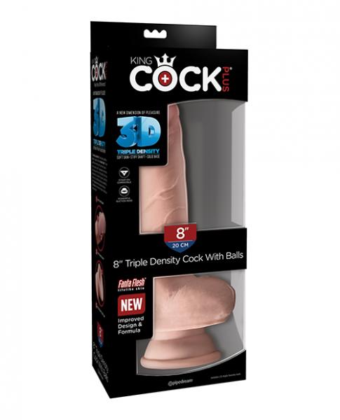 King Cock Triple Densidad Polla De 8 Pulgadas, Consolador Beige De Bolas