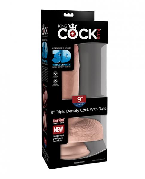 King Cock Triple Densidad 9 pulgadas Polla, Bolas Beige