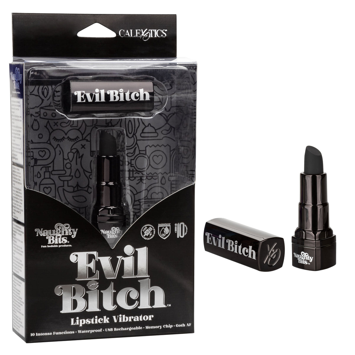 Naughty Bits Evil Bitch Lipstick Vibrator - Black - SP BOUTIQUE