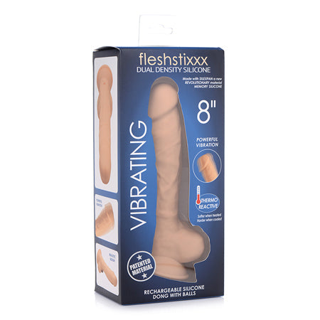 FLESHSTIXXX Vibrating Rechargeable Dong 8in Tan - SP BOUTIQUE