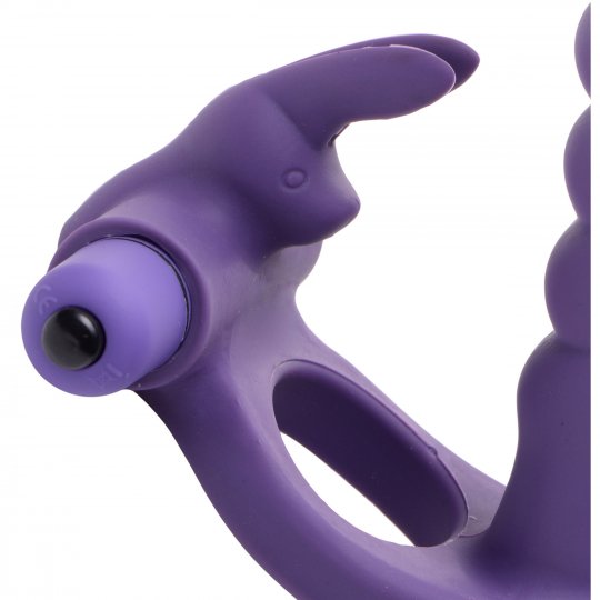 Double Delight Dual Penetration Vibrating Cock Ring - SP BOUTIQUE