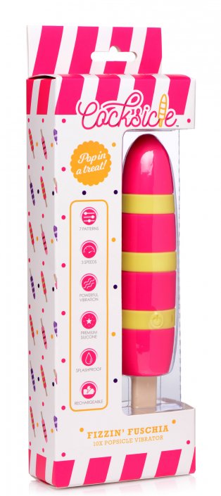 Vibromasseur rechargeable en silicone Fizzin 10X Popsicle