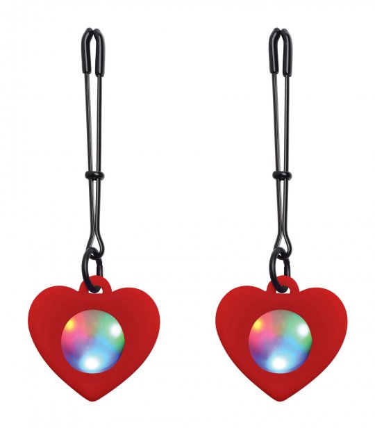 Abrazaderas para pezones con pinzas de corazón iluminadas de silicona