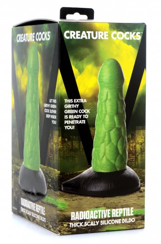 Creature Cocks Radioactive Reptile Silicone Dildo 7.5in - Green