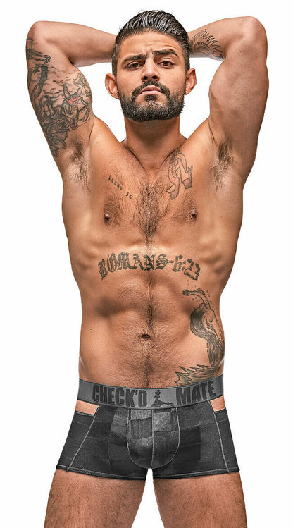 Male Power Checked Mate Cutout Short - SP BOUTIQUE