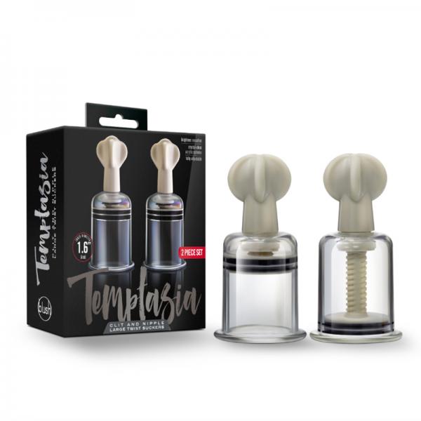 Temptasia Clit &amp; Nipple Large Twist Suckers Clear Set Of 2 - SP BOUTIQUE