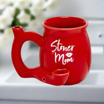 Tasse Stoner Mom - Rouge avec logo blanc