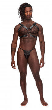 Gemini Leather Harness - One Size - Black - SP BOUTIQUE
