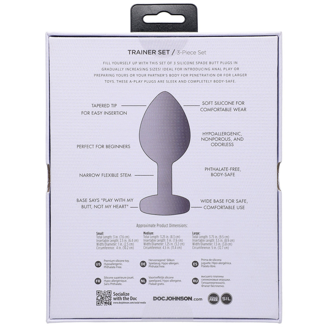 A-Play Beginner Butt Plug Set – 3-Piece Silicone Spade Design, Graduated Sizes, Body-Safe - SP BOUTIQUE