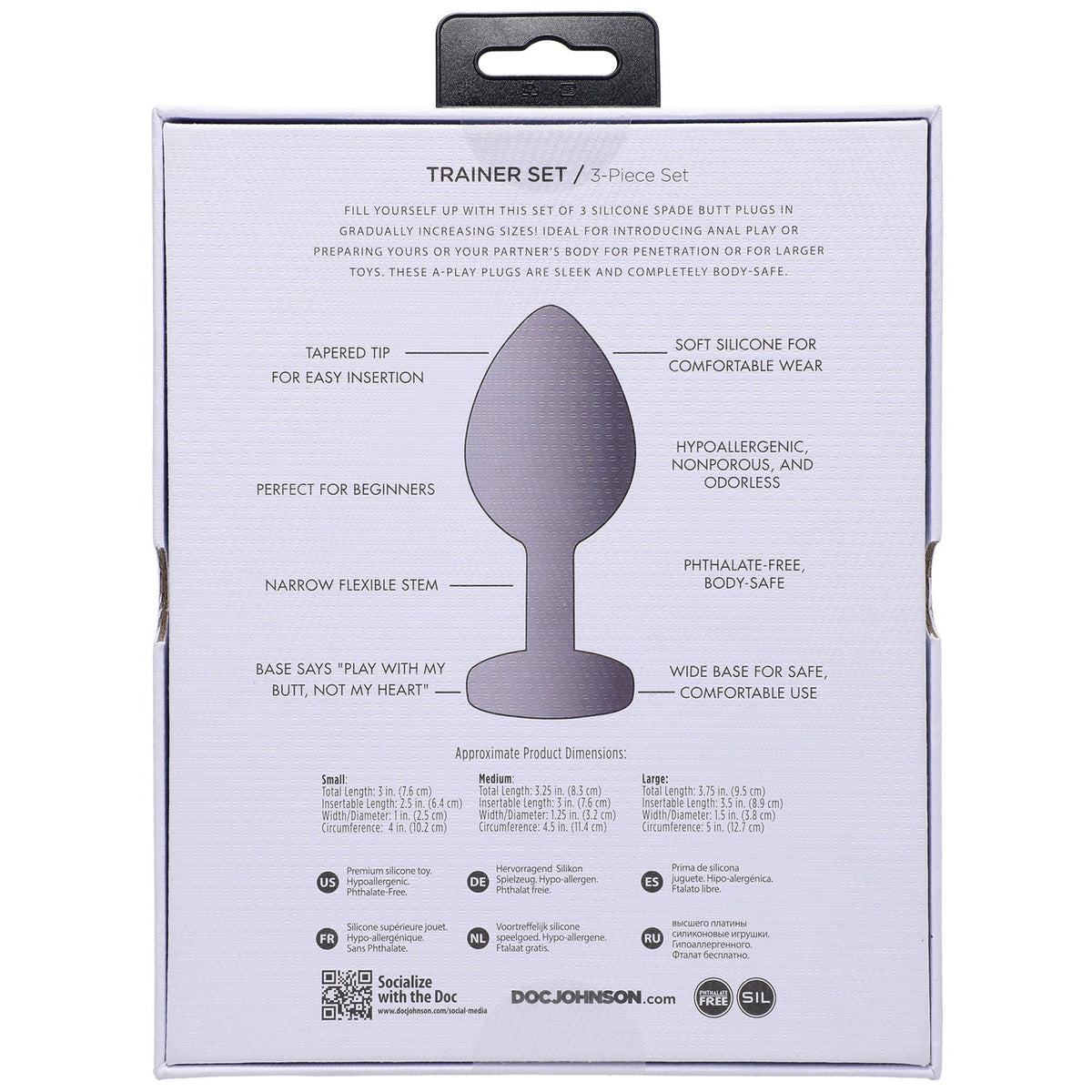 A-Play Beginner Butt Plug Set – 3-Piece Silicone Spade Design, Graduated Sizes, Body-Safe - SP BOUTIQUE