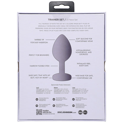A-Play Beginner Butt Plug Set – 3-Piece Silicone Spade Design, Graduated Sizes, Body-Safe - SP BOUTIQUE