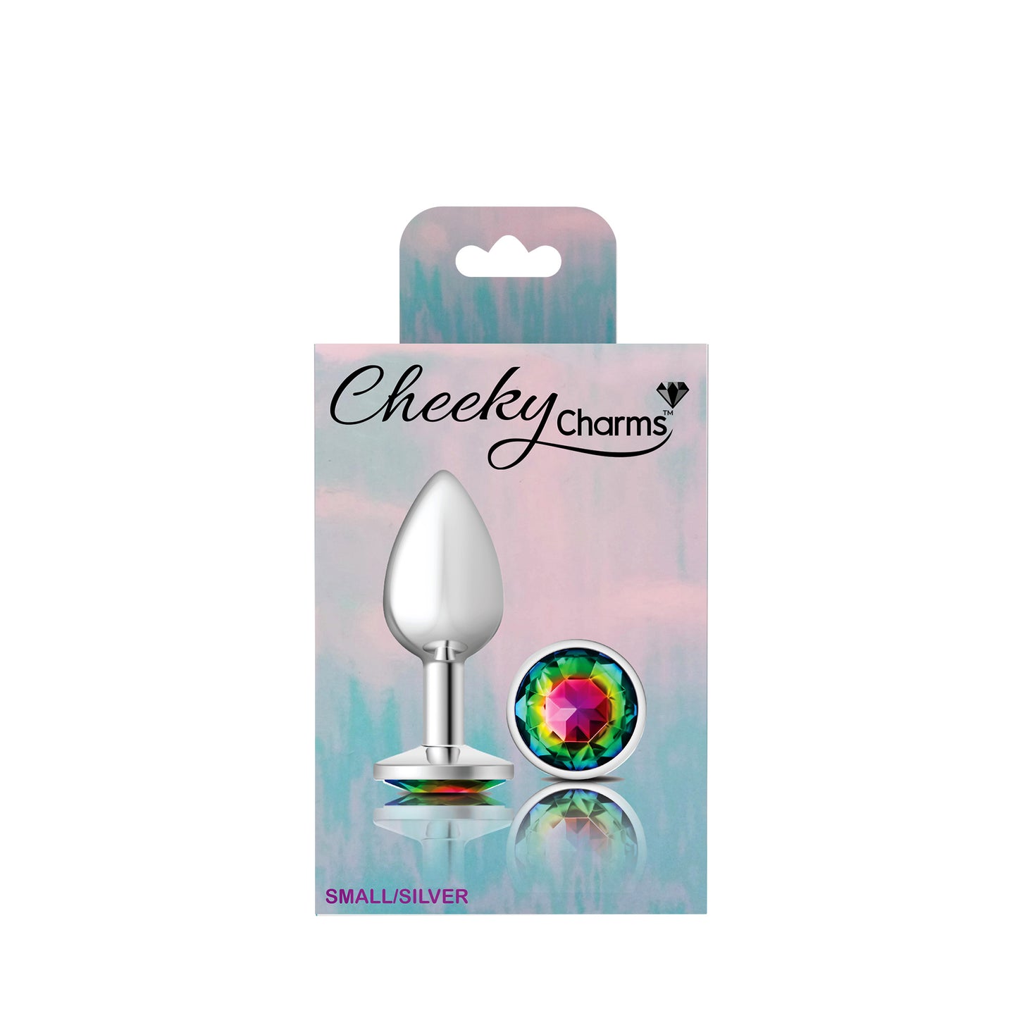 Cheeky Charms-Plug anal de metal plateado- Redondo-Arco iris