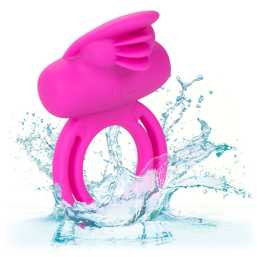 Anneau pénien vibrant Dual Clit Flicker Enhancer Rose